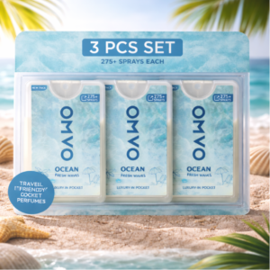 OMVO Ocean Fresh Waves Pocket Perfume (3 PCS Set) – Long Lasting Fresh Aquatic Fragrance | 275+ Sprays Each | Travel Friendly Luxury Perfume